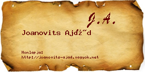 Joanovits Ajád névjegykártya